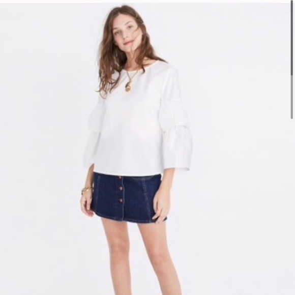 MADEWELL Tiered-Sleeve Top Blouse in White XS & S - Picture 2 of 6